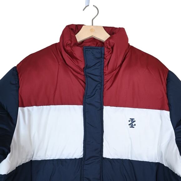 IZOD Mens Large Colorblock Puffer Jacket Navy Blue NEW - Picture 4 of 13
